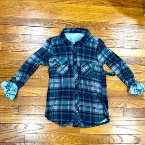 Ardene Windowpane Plaid Button Up Shirt Women’s Size Small NWT